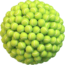 Pelota formada por bolas de tenis