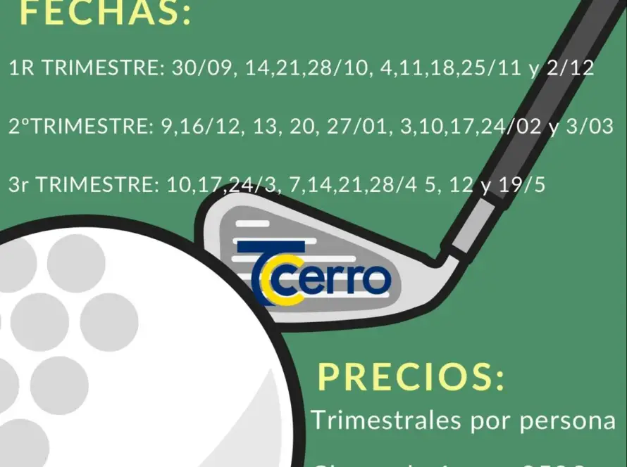 Cartel de la escuela de golf del TC Cerro Fontellas 26-27