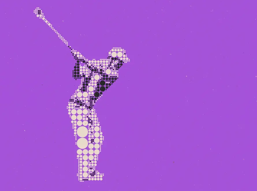 icono de golfista hecho mediante colage de circulos