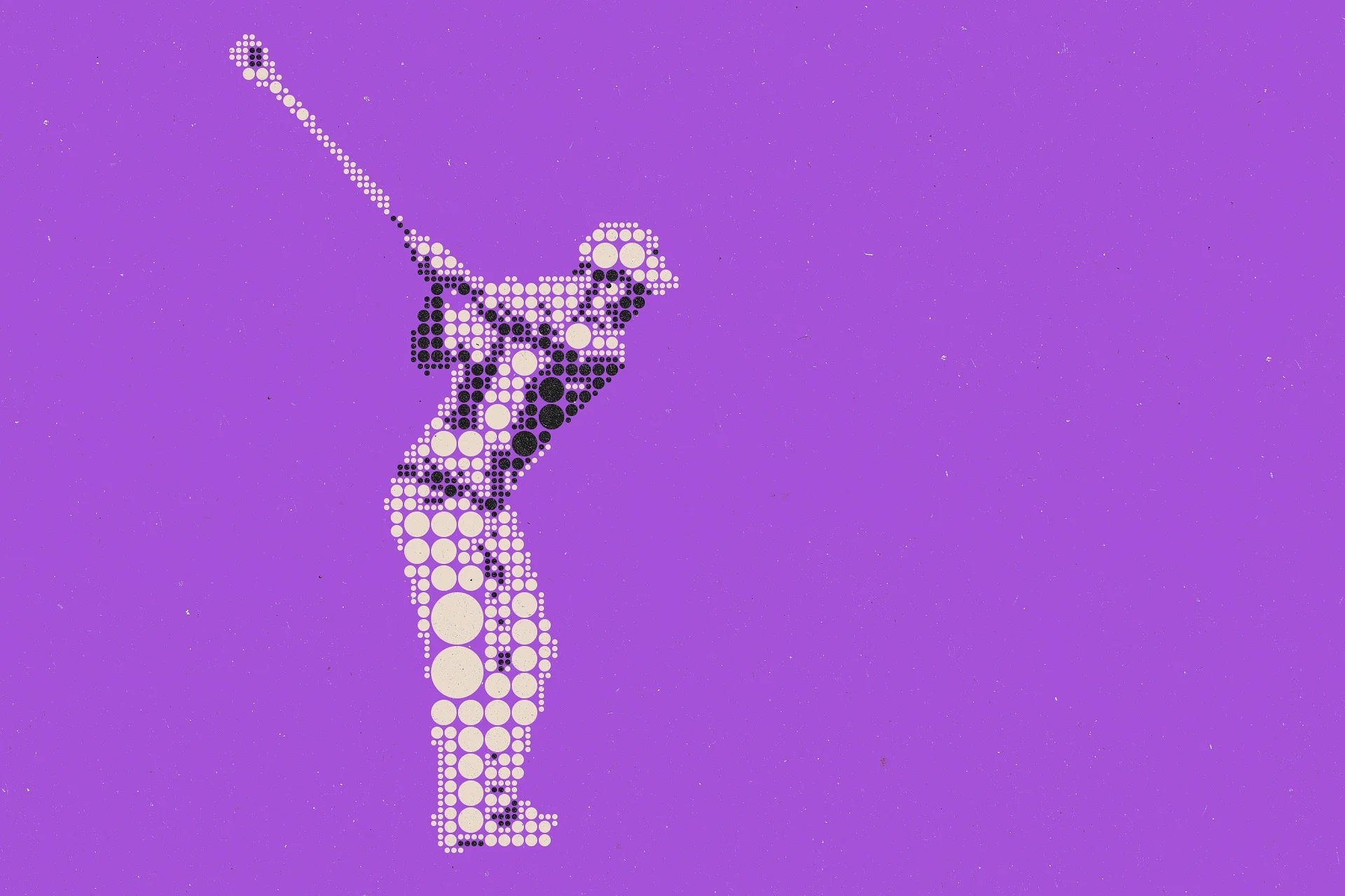 icono de golfista hecho mediante colage de circulos