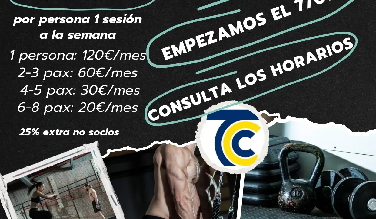 Cartel de actividades programadas dentro del TC Cerro Fontellas Cerro GYM