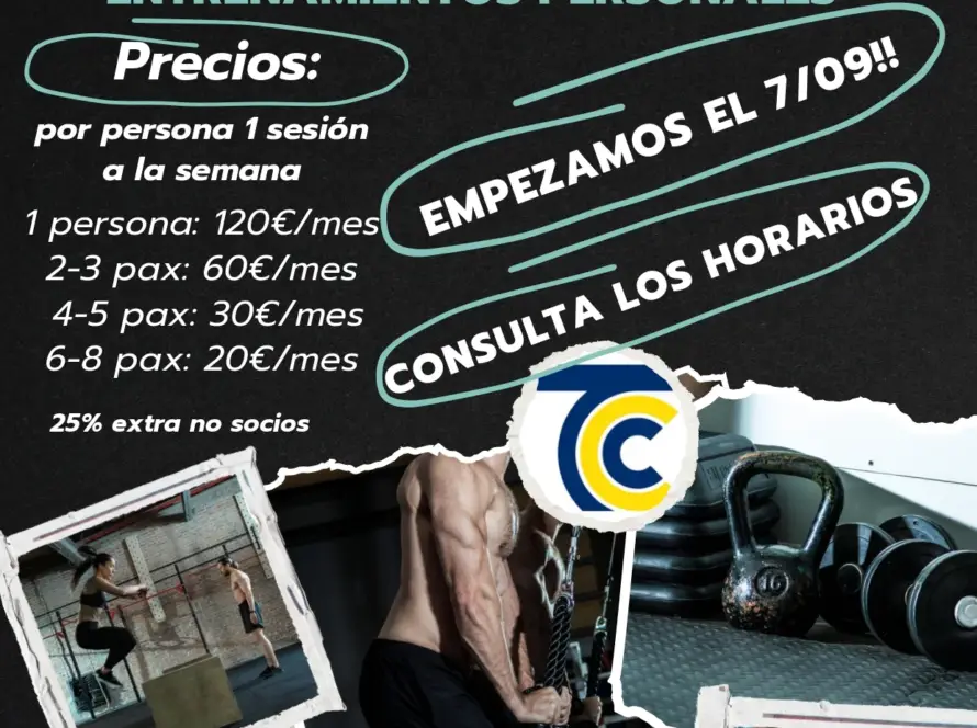 Cartel de actividades programadas dentro del TC Cerro Fontellas Cerro GYM
