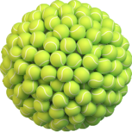 Pelota formada por bolas de tenis