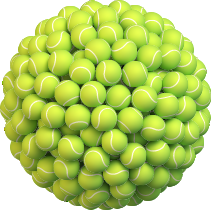 Pelota formada por bolas de tenis